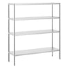 Regał PREMIUM – stal nierdzewna – 1600 x 490 mm – z 4 półkami z regulacją wysokości