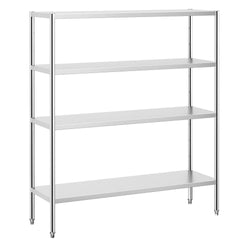 Shelving unit PREMIUM – stainless steel – 1600 x 490 mm – with 4 height-adjustable shelves