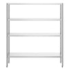 Regał PREMIUM – stal nierdzewna – 1600 x 490 mm – z 4 półkami z regulacją wysokości