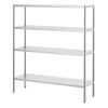 Regał PREMIUM – stal nierdzewna – 1600 x 490 mm – z 4 półkami z regulacją wysokości