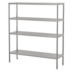 Półka ze stali nierdzewnej ECO - 1600x500x1800mm - 4 półek gładkich przestawne - Nośność na półkę: 70kg