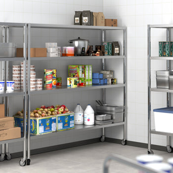 Półka ze stali nierdzewnej PREMIUM - 1800x500mm - z 4 półkami (REGULOWANY) - włącznie z 4 kółkami - Prime Gastro