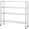 Regał PREMIUM – stal nierdzewna – 2000 x 500 mm – z 4 półkami z regulacją wysokości – z 4 kółkami