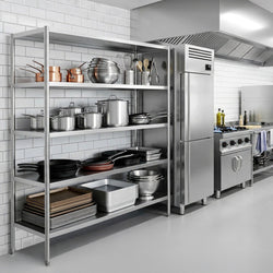 Półka ze stali nierdzewnej PREMIUM - 2000x500x1800mm - 4 półek gładkich przestawne - Nośność na półkę: 80kg - w zestawie: regulowane stopki