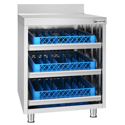 Szafka robocza - stal nierdzewna - 647 x 600 mm - z 3 szufladami na kosze na naczynia