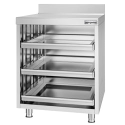 Szafka robocza - stal nierdzewna - 647 x 600 mm - z 3 szufladami na kosze na naczynia