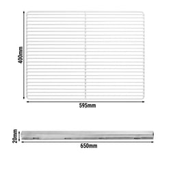 (2 szt.) Prowadnica półki - z plastyfikowanym rusztem - EN 600x400 - 1050x410mm - Długość: 650mm - kompatybilny z BGI, BKGI, BKI, BTGI, BZI, POI (głębokość 800mm)