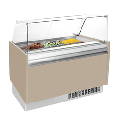 Lada na lody LIAM - 1310 mm - statyczna - na 10+10x 5 litrowych pojemników na lody - beżowa