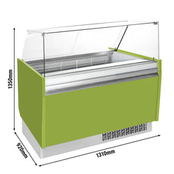 Lada na lody LIAM - 1310 mm - statyczna - na 10+10x 5 litrowych pojemników na lody - jasnozielona