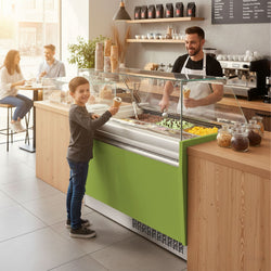 Lada na lody LIAM - 1310 mm - statyczna - na 10+10x 5 litrowych pojemników na lody - jasnozielona