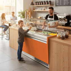 Lada na lody LIAM - 1310 mm - statyczna - na 10+10x 5 litrowych pojemników na lody - pomarańczowa