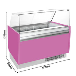 Lada na lody LIAM - 1310 mm - statyczna - na 10+10x 5 litrowych pojemników na lody - różowa