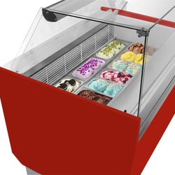 Lada na lody LIAM - 1310 mm - statyczna - na 10+10x 5 litrowych pojemników na lody - czerwona