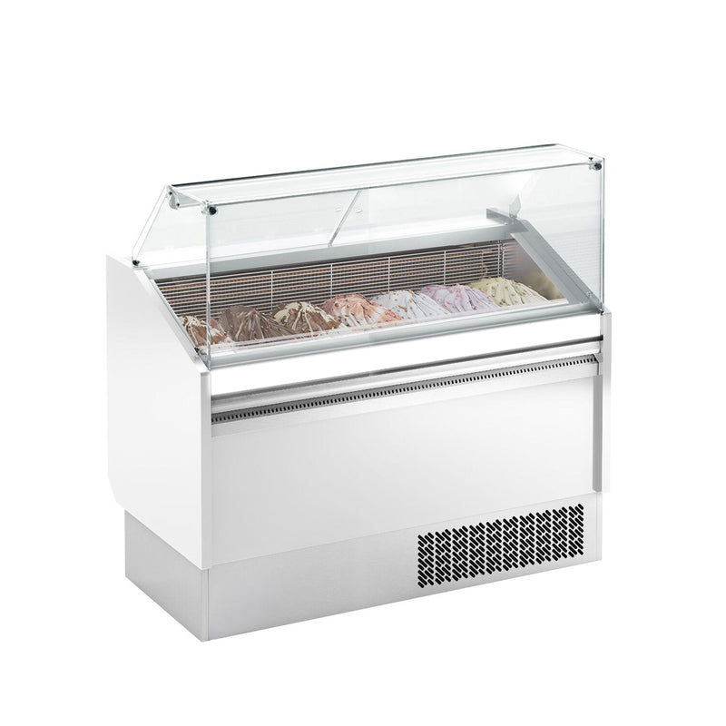 Lada na lody LEVI – 1310 mm – na pojemniki na lody 7+7x 5 L – chłodzenie statyczne – biała