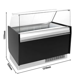 Lada na lody LEVI - 1310 mm - statyczna - na 7+7x 5 litrowych pojemników na lody - czarna