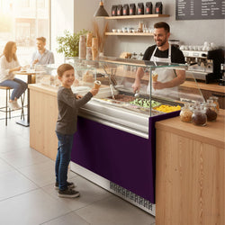 Lada na lody LIAM - 1560 mm - statyczna - dla 13+13x 5 litrowych pojemników na lody - fioletowa