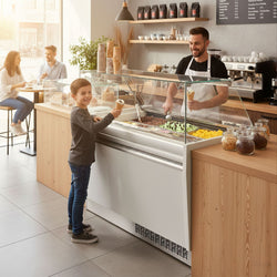 Lada na lody LIAM - 1560 mm - statyczna - dla 13+13x 5 litrowych pojemników na lody - biała