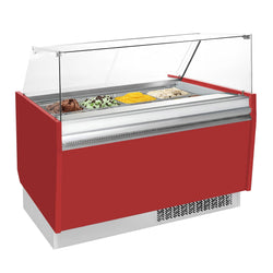 Lada na lody LIAM - 1560 mm - statyczna - na 13+13x 5 litrowych pojemników na lody - czerwona