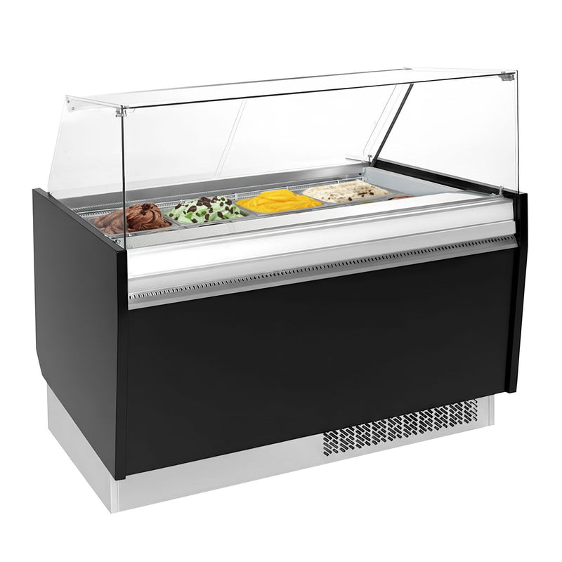 Lada na lody LIAM - 1560 mm - statyczna - dla 13+13x 5 litrowych pojemników na lody - czarna
