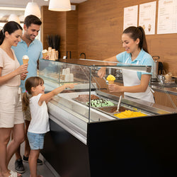 Lada na lody LIAM - 1310 mm - statyczna - na 10+10x 5 litrowych pojemników na lody - czarna