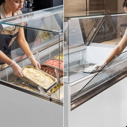 Lada na lody LEVI – 1620 mm – na pojemniki na lody 9+9x 5 L – chłodzenie statyczne – biała