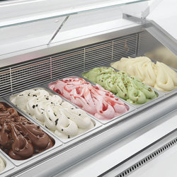 Lada na lody LEVI – 1620 mm – na pojemniki na lody 9+9x 5 L – chłodzenie statyczne – biała
