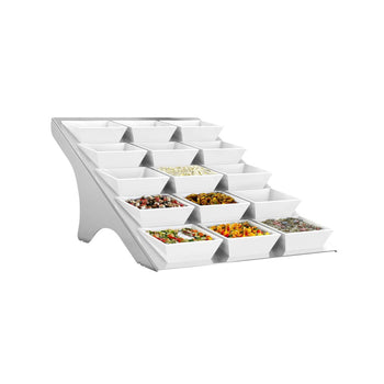 Etagerie / Stojak bufetowy - chrom - włącznie z 15 miskami z melaminy - kwadratowy - Prime Gastro