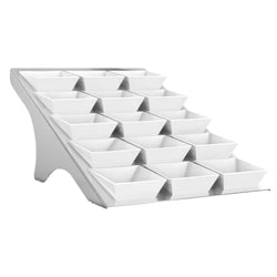 Etagerie / Stojak bufetowy - chrom - włącznie z 15 miskami z melaminy - kwadratowy