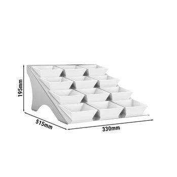 Etagerie / Stojak bufetowy - chromowany - włącznie z 12 miskami z melaminy - kwadratowy - Prime Gastro