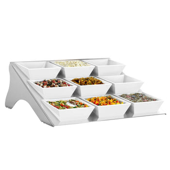 Etażer/ Stojak bufetowy - chrom - włącznie z 9 miskami z melaminy - kwadratowy - Prime Gastro