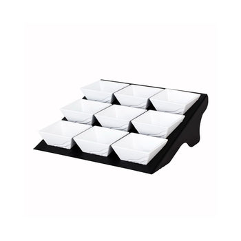 Etażer / Stojak bufetowy - czarny - włącznie z 9 miskami z melaminy - kwadratowy - Prime Gastro