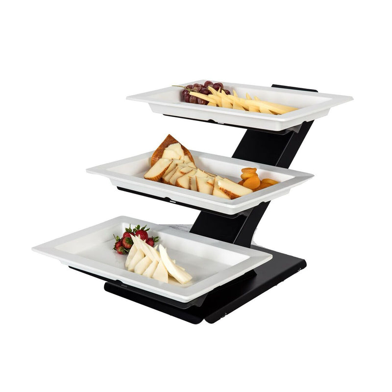 Etażerka / Stojak bufetowy - czarny - włącznie z 3 melaminowymi miskami 320x530mm