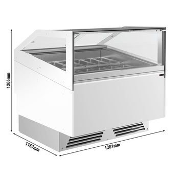 Lada na lody ADAM - 1200 mm - konwekcyjna - na 12 pojemników 5 L lub 8 pojemników 7 L - Biała