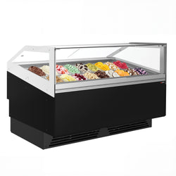 Lada na lody ADAM - 1700 mm - konwekcyjna - na 18 pojemników 5 L lub 12 pojemników 7 L - czarna