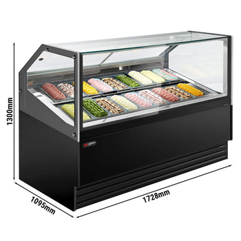 Eistheke THEO - 1736mm - Umluft - für 18x 5 Liter Eisbehälter - Schwarz