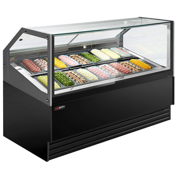 Eistheke THEO - 1736mm - Umluft - für 18x 5 Liter Eisbehälter - Schwarz