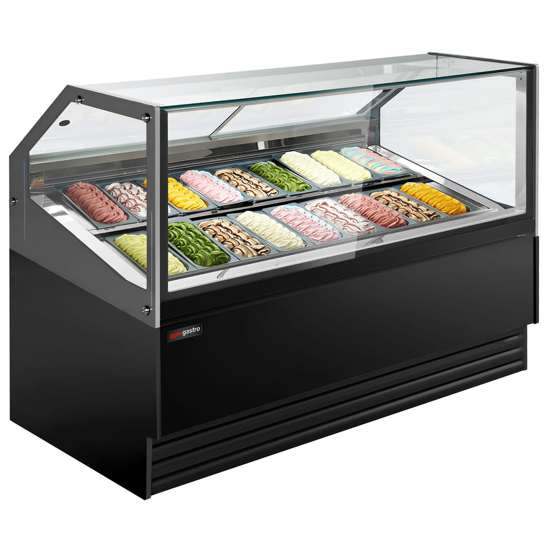 Eistheke THEO - 1736mm - Umluft - für 18x 5 Liter Eisbehälter - Schwarz