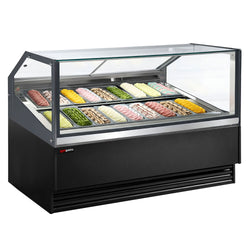 Ice Cream Display Freezer | THEO - 1736mm - Ventilated cooling - with LED lighting - for 18 x 5 litres Napoli pans - Black