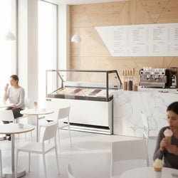 Lada na lody THEO - 1771 mm - konwekcyjna - na 9 pojemników na lody o pojemności 5 litrów - biała