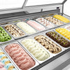 Witryna na lody THEO – 1736 mm – z obiegiem powietrza – na 18 pojemników na lody o pojemności 5 litrów – czarna