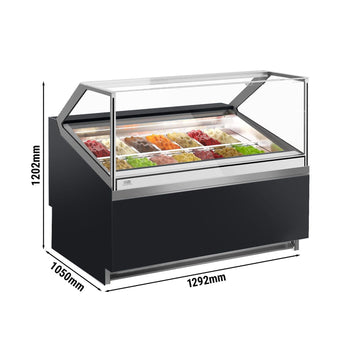 Lada na lody IVY - 1292 mm - konwekcyjna - na 14 pojemników o pojemności 5 litrów - Czarna