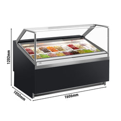 Lada na lody IVY - 1606 mm - konwekcyjna - na 16 pojemników 5 L - Czarna