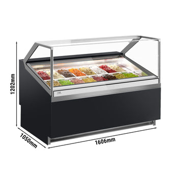 Lada na lody IVY - 1606 mm - konwekcyjna - na 16 pojemników 5 L - Czarna