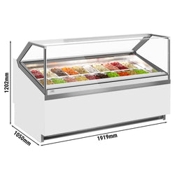 Lada na lody IVY - 1919 mm - konwekcyjna - na 20 pojemników 5 L - Biała