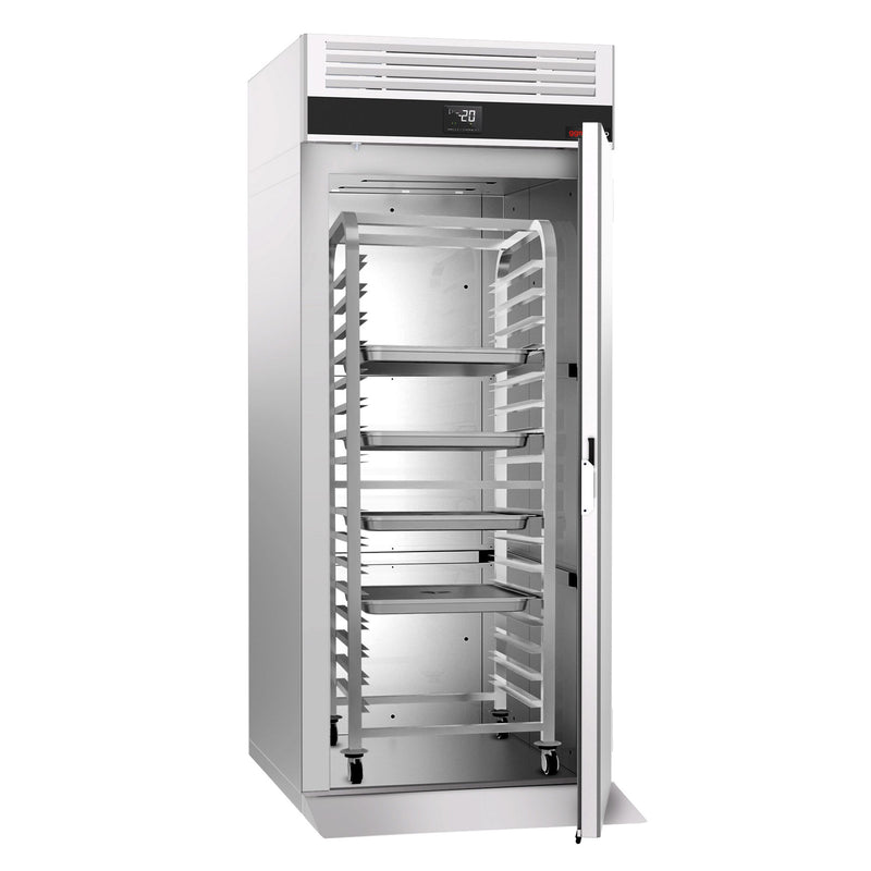 Szafa mroźnicza ze stali nierdzewnej PREMIUM - GN 2/1 - EN 600x400 - 700L - 910x1210mm - 1 drzwi - na wózek (roll-in) EN 600x400; chłodzenie wentylowane
