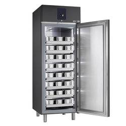 Szafa mroźnicza do lodów Premium PLUS – stal nierdzewna – na pojemniki na lody 48x 5 L lub 32x 7 L – od -25 do -12 °C – antracytowa