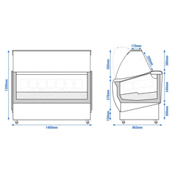 Lada na lody - LUCA - 1400mm - konwekcyjna - z oświetleniem - dla 10 x 5 litrowych pojemników na lody