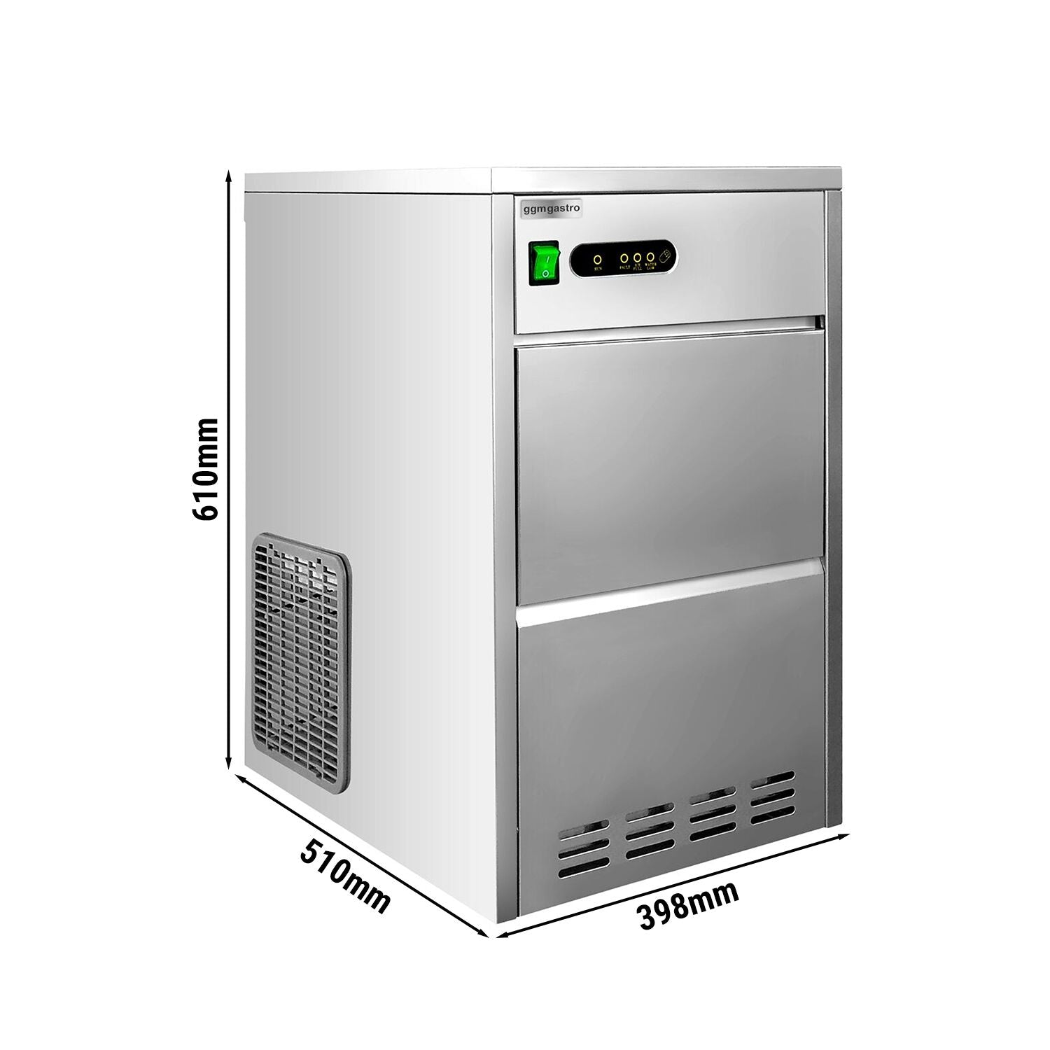 Kostkarka do lodu - Wydrążony cylinder - 28 kg/ 24 godz. - Chłodzona wodą - Prime Gastro