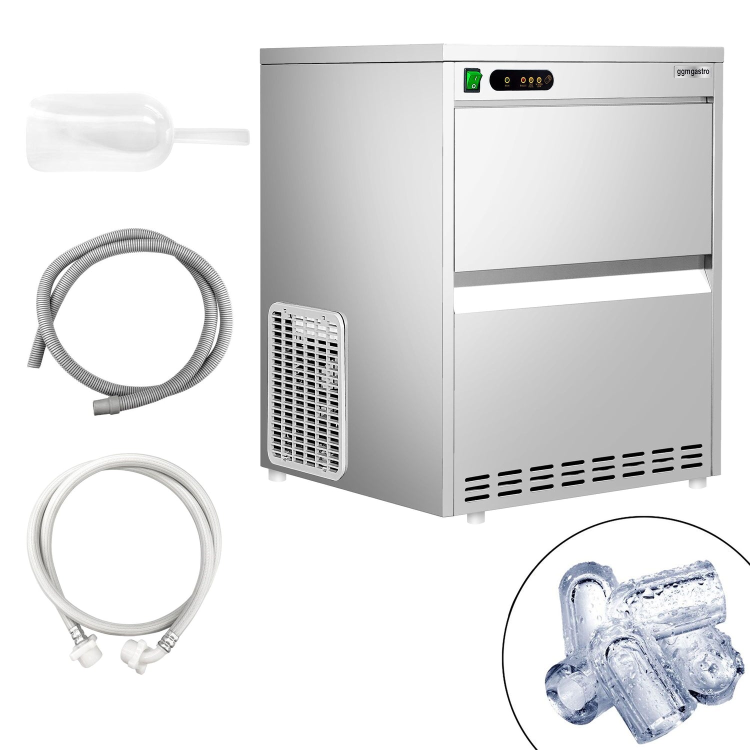 Kostkarka do lodu - wydrążony cylinder - 52 kg/ 24 godz. - Prime Gastro