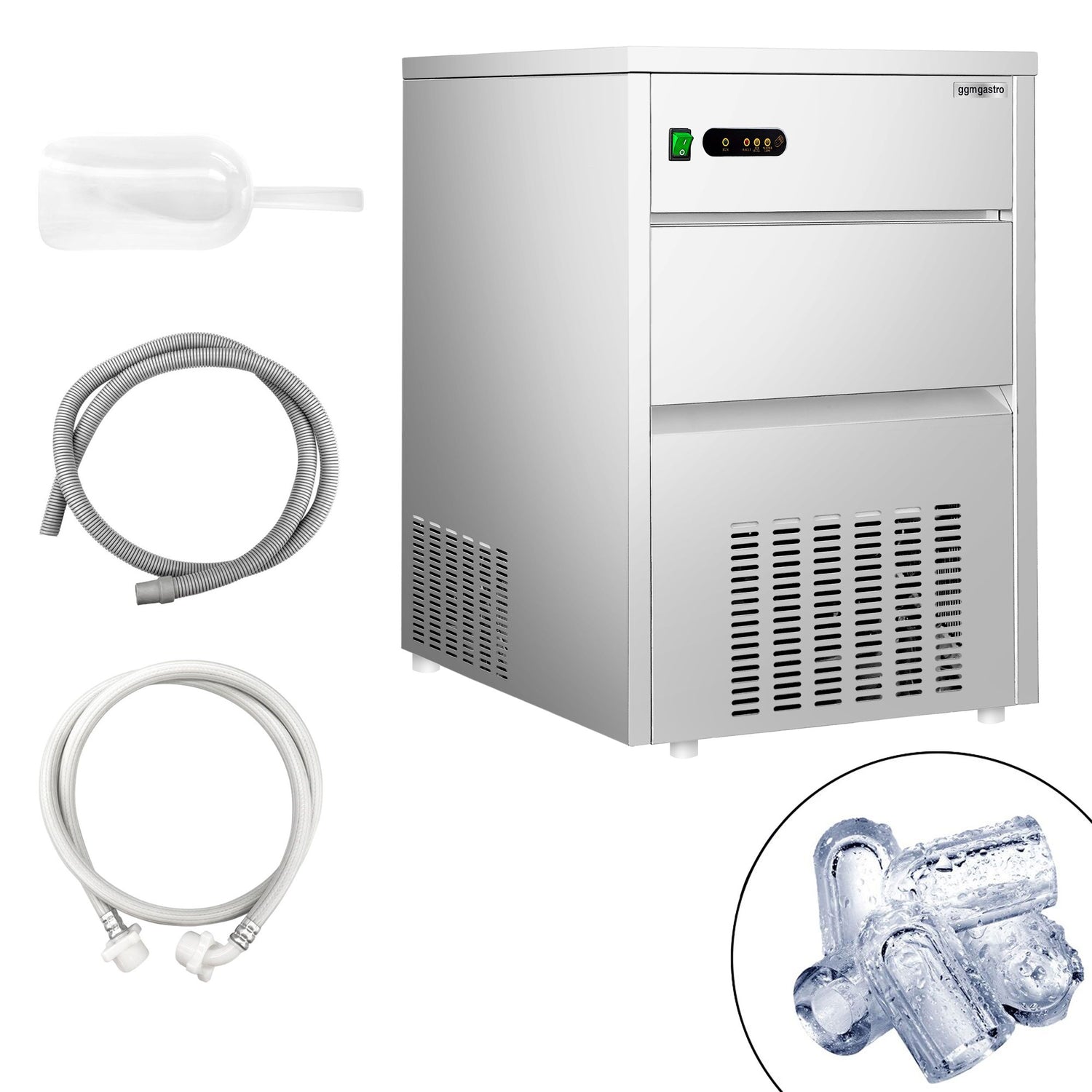 Kostkarka do lodu - wydrążony cylinder - 80 kg/ 24 godz. - Prime Gastro